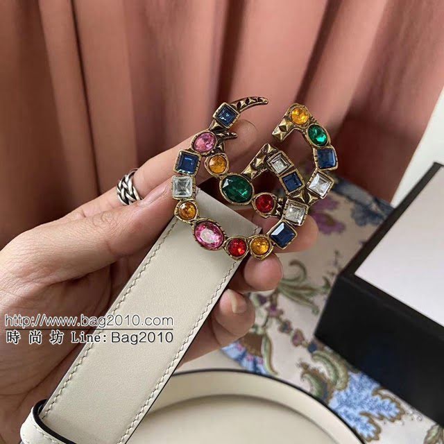 Gucci女士皮帶 古奇彩鑽雙面牛皮腰帶  jjp1554